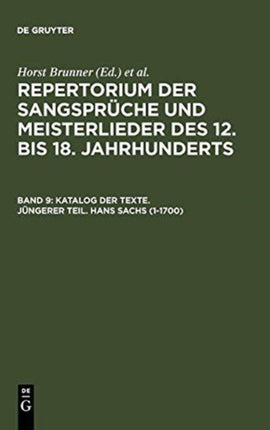 Katalog Der Texte. Jüngerer Teil. Hans Sachs (1-1700)