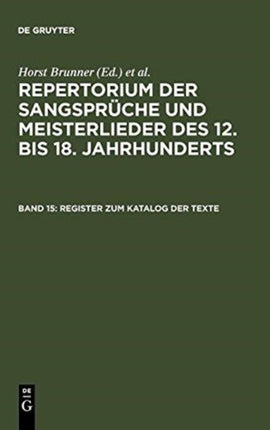 Register Zum Katalog Der Texte: Stichwörter