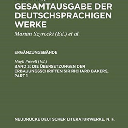 Die Übersetzungen Der Erbauungsschriften Sir Richard Bakers