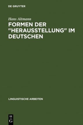 Formen der  Herausstellung  im Deutschen