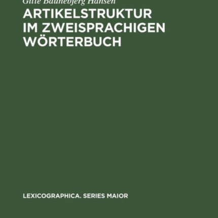 Artikelstruktur im zweisprachigen Wörterbuch