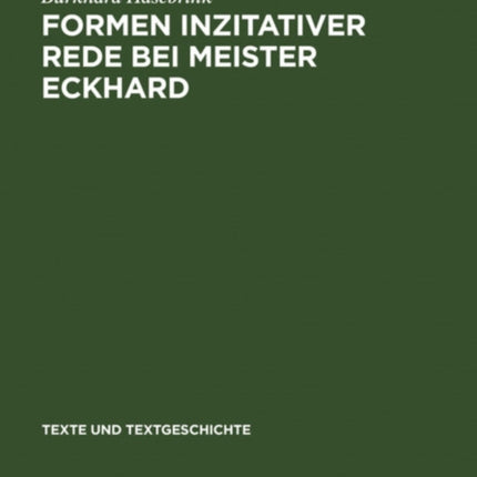 Formen Inzitativer Rede Bei Meister Eckhard