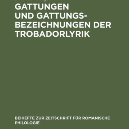 Gattungen und Gattungsbezeichnungen der Trobadorlyrik