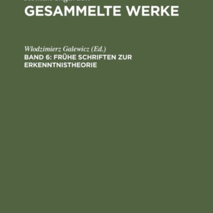 Frühe Schriften zur Erkenntnistheorie