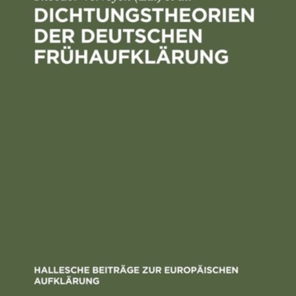 Dichtungstheorien Der Deutschen Frühaufklärung