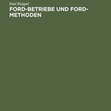 Ford-Betriebe Und Ford-Methoden