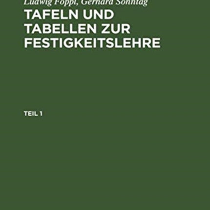 Tafeln Und Tabellen Zur Festigkeitslehre