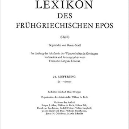 Lexikon des fruhgriechischen Epos Lfg. 21: ra -- tektwn