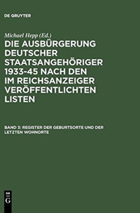 Register Der Geburtsorte Und Der Letzten Wohnorte