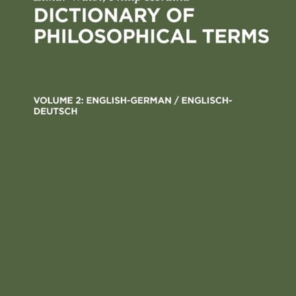 EnglishGerman  EnglischDeutsch 2 Elmar Waibl Philip Herdina Dictionary of Philosophical Terms