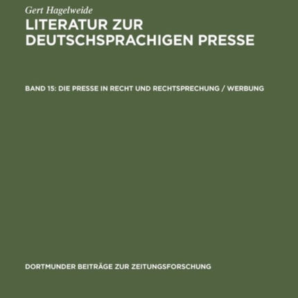 Die Presse in Recht Und Rechtsprechung / Werbung