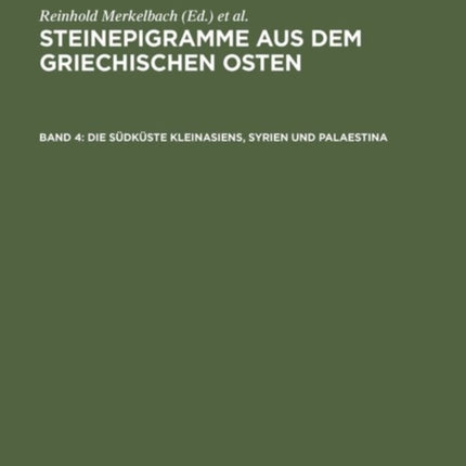 Steinepigramme Aus Dem Griech CB