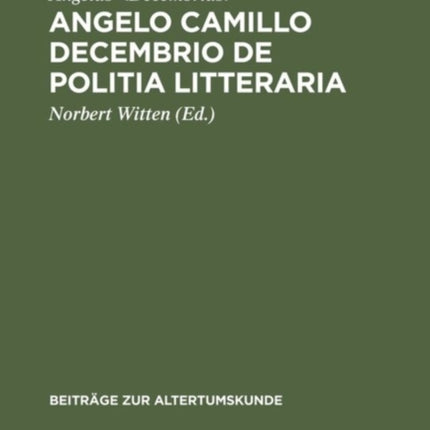 Angelo Camillo Decembrio De politia litteraria