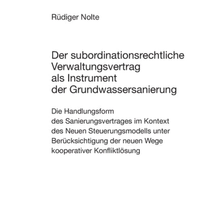 Der subordinationsrechtliche Verwaltungsvertrag