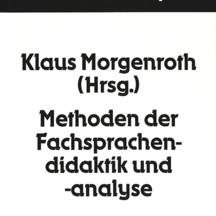 Methoden Der Fachsprachendidaktik Und -Analyse: