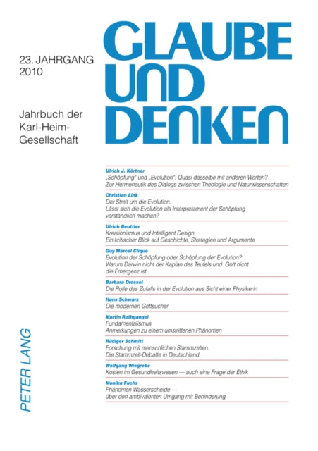 Glaube und Denken: Jahrbuch der Karl-Heim-Gesellschaft- 23. Jahrgang 2010