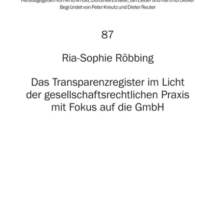 Das Transparenzregister im Licht der
