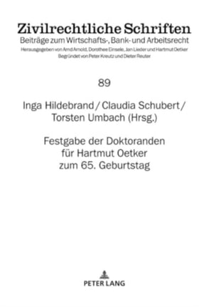 Festgabe Der Doktoranden Fuer Hartmut Oetker Zum