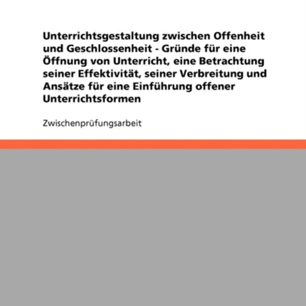 Unterrichtsgestaltung Zwischen Offenheit Und Geschlossenheit