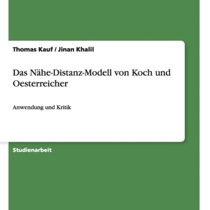 Das NheDistanzModell von Koch und Oesterreicher Anwendung und Kritik