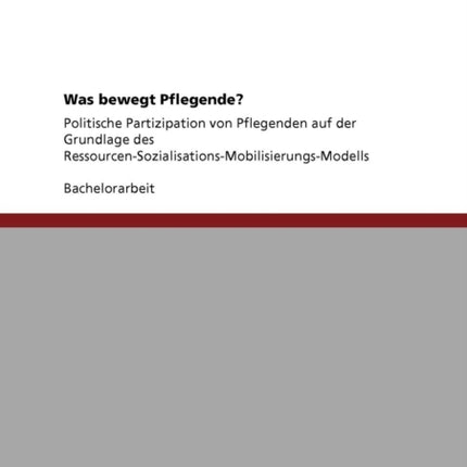 Was bewegt Pflegende Politische Partizipation von Pflegenden auf der Grundlage des RessourcenSozialisationsMobilisierungsModells