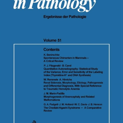 Current Topics in Pathology: Ergebnisse der Pathologie