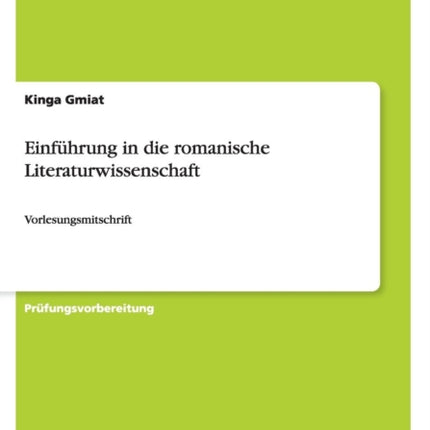 Einfhrung in die romanische Literaturwissenschaft