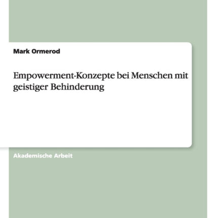 EmpowermentKonzepte bei Menschen mit geistiger Behinderung