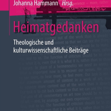 Heimatgedanken: Theologische und kulturwissenschaftliche Beiträge