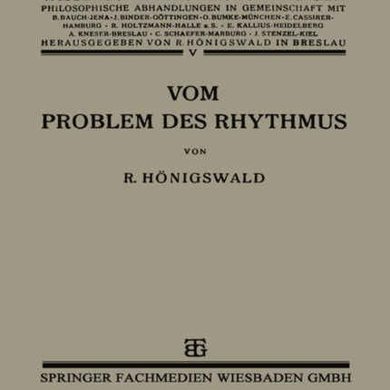 Vom Problem des Rhythmus: Eine Analytische