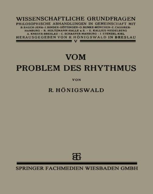 Vom Problem des Rhythmus: Eine Analytische