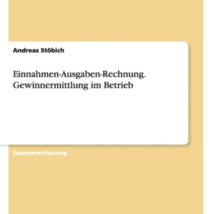 EinnahmenAusgabenRechnung Gewinnermittlung im Betrieb