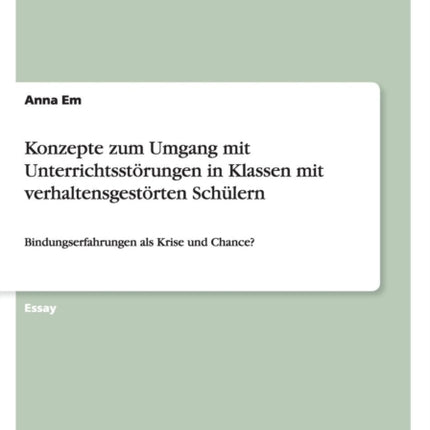 Konzepte zum Umgang mit Unterrichtsstrungen in