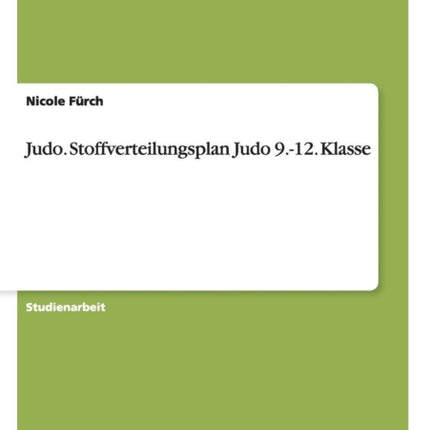 Judo Stoffverteilungsplan Judo 912 Klasse