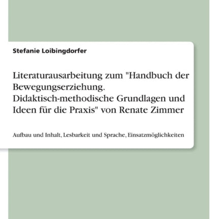 Literaturausarbeitung zum Handbuch der