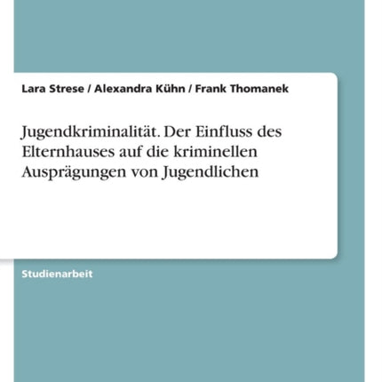 Jugendkriminalität. Der Einfluss des Elternhauses