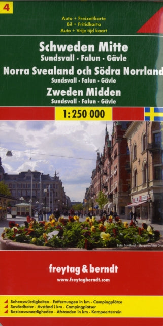 Sweden Central - Sundsvall - Falun - Gavle Sheet 4 Road Map 1:250 000