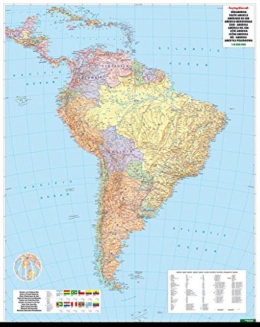 South America Map Provided with Metal Ledges/Tube 1:8 000 000