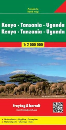 Kenya - Tanzania - Uganda - Rwanda Road Map 1:2