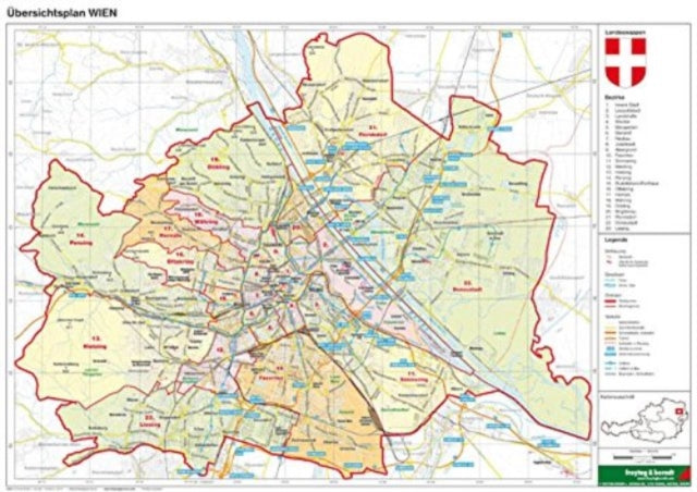 Vienna Political Map Unfolded 1:85.000