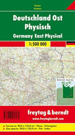 Germany East Map Flat in a Tube 1:500 000