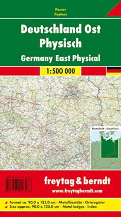 Germany East Map Provided with Metal Ledges/Tube 1:500 000