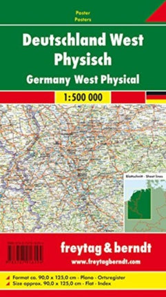 Germany West Map Flat in a Tube 1:500 000