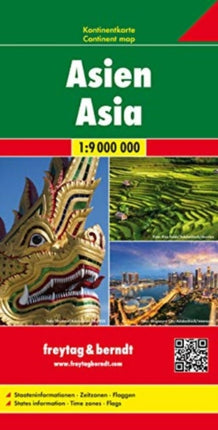 Asia Map, Pleated Physical/Political 1: 9 000 000