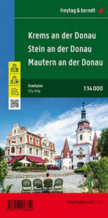 Krems on the Danube with Stein and Mautern, city map 1:14,000