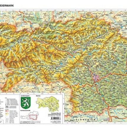 Desk pad DUO, school hand map of Styria 1:400,000