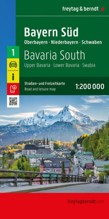 Bayern Süd Straßen und Freizeitkarte 1200.000 freytag  berndt