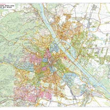 Wall map: Vienna 1:20,000, colored districts