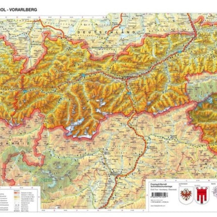 Desk pad DUO, school hand map Tyrol - Vorarlberg 1:450,000