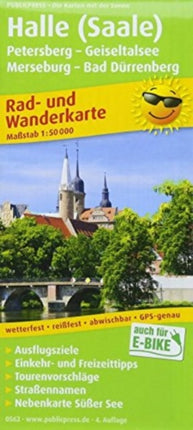 Halle (Saale), cycling and hiking map 1:50,000